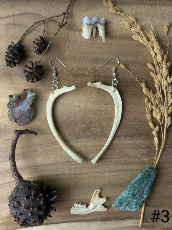 Bijou boucle d'oreille en os de ragondin