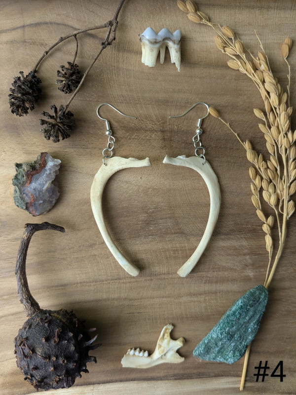 Bijou boucle d'oreille en os de ragondin